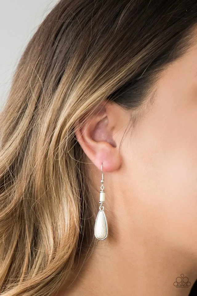 Paparazzi Earring ~ Courageously Canyon - White