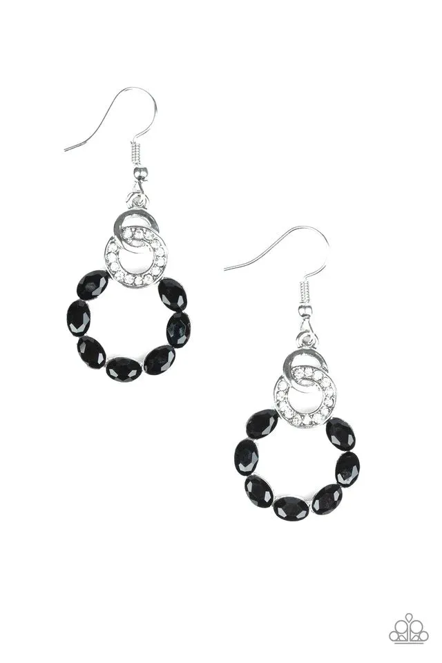 Paparazzi Earring ~ Diamond Deluxe - Black