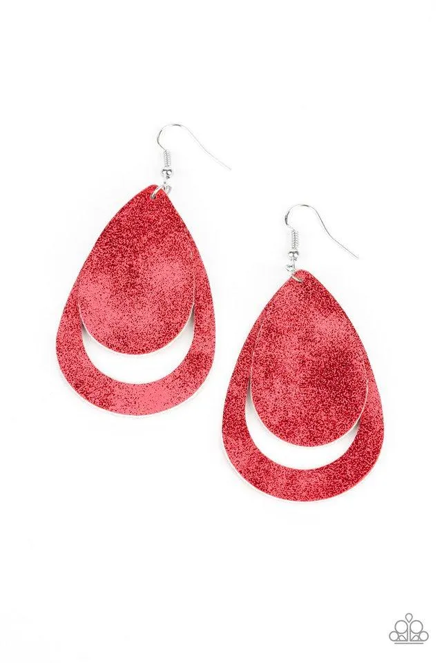 Paparazzi Earring ~ Fiery Firework - Red