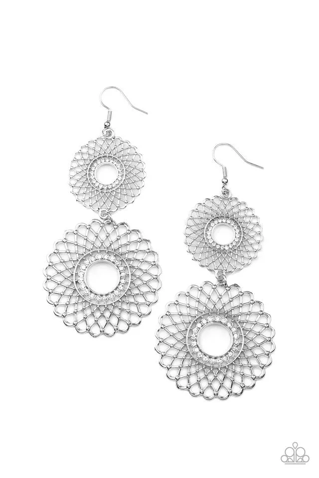 Paparazzi Earring ~ Regal Roulette - White