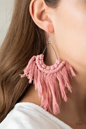 Paparazzi Earring ~ Wanna Piece Of MACRAME? - Pink