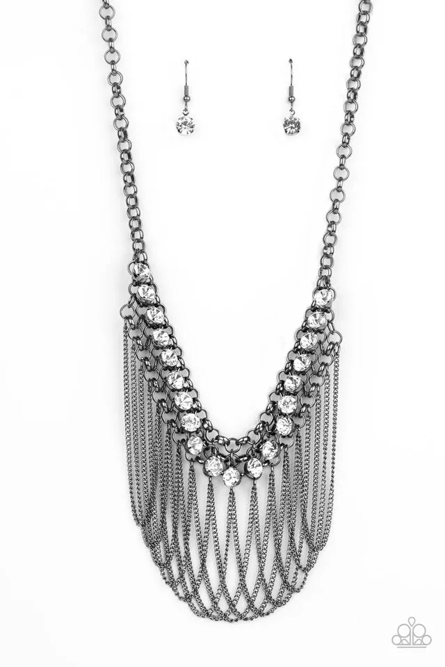 Paparazzi Necklace ~ Flaunt Your Fringe - Black