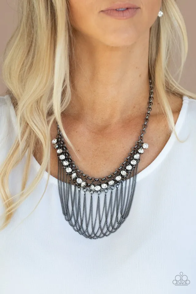 Paparazzi Necklace ~ Flaunt Your Fringe - Black