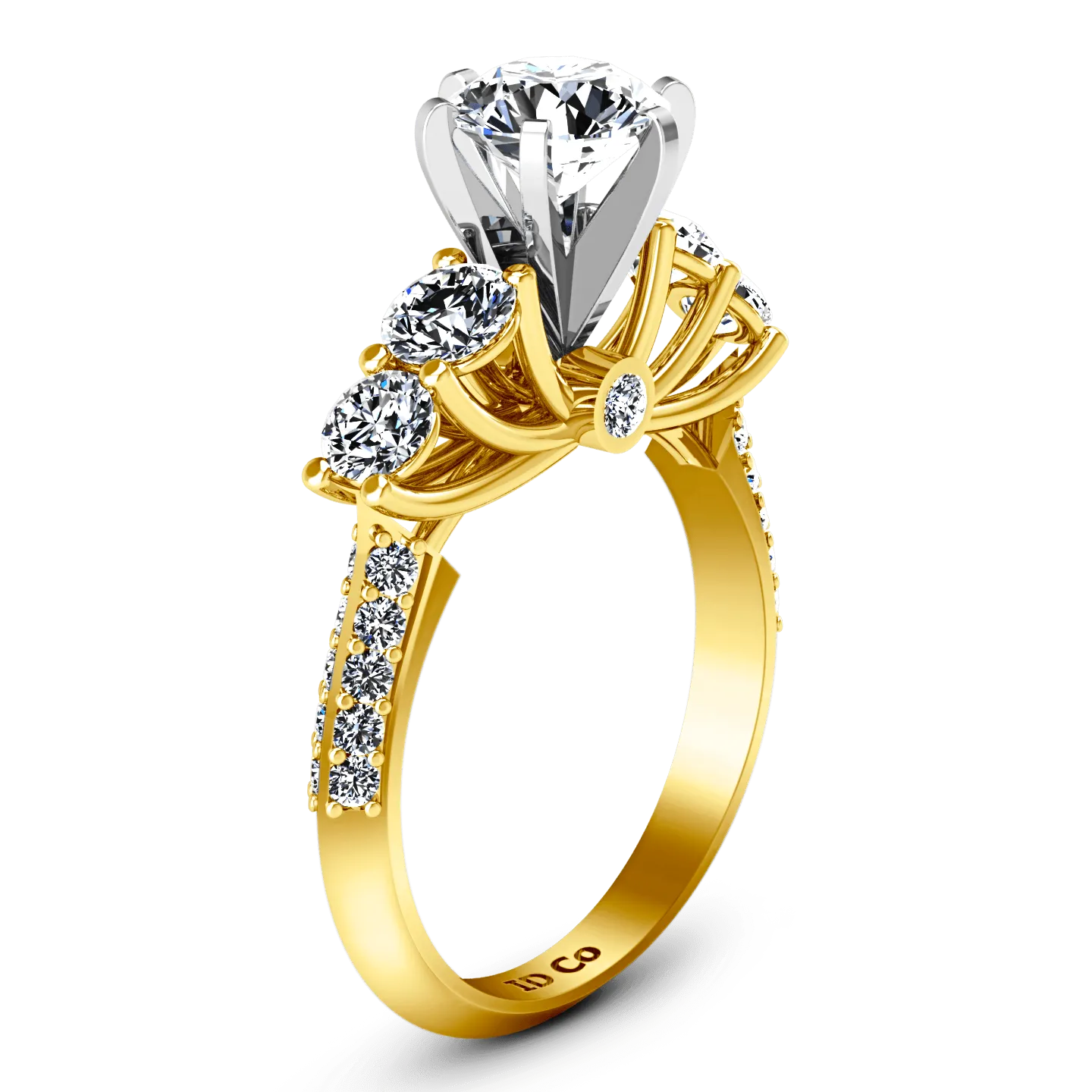 Pave Diamond EngagementRing Regal 14K Yellow Gold