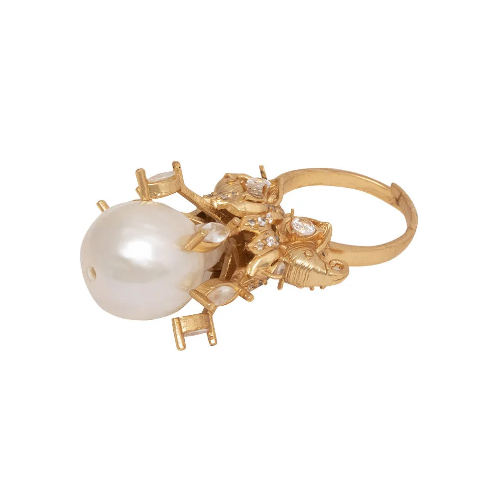 Pearlite Moon Ring