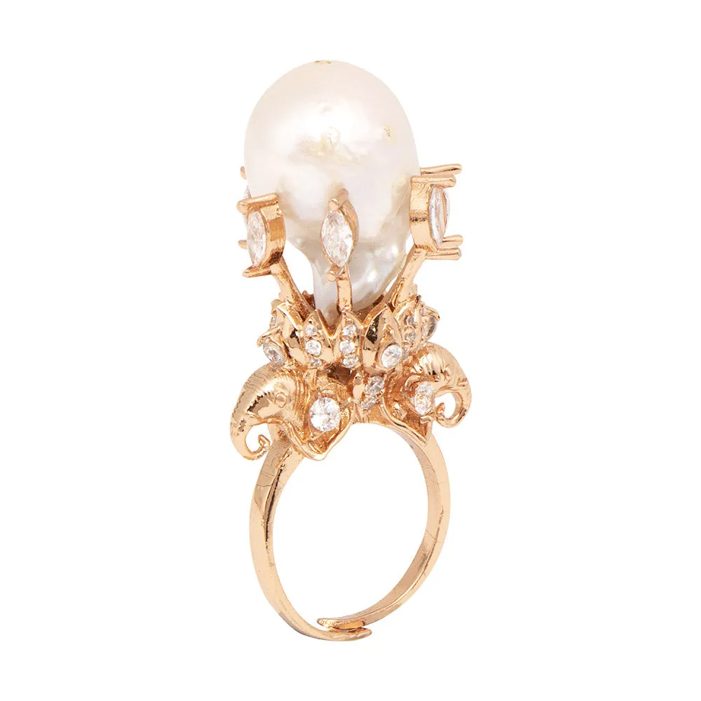 Pearlite Moon Ring