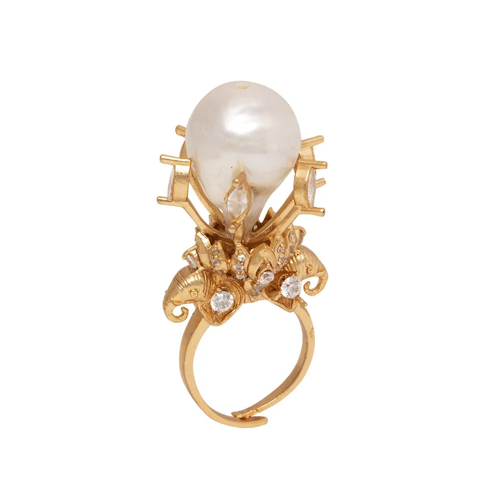 Pearlite Moon Ring