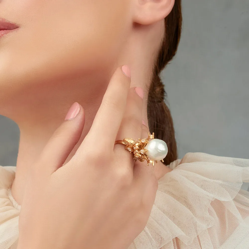 Pearlite Moon Ring