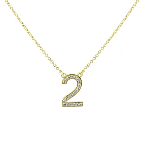 Personalized Number Pendant Necklace in 18k Gold with Diamonds