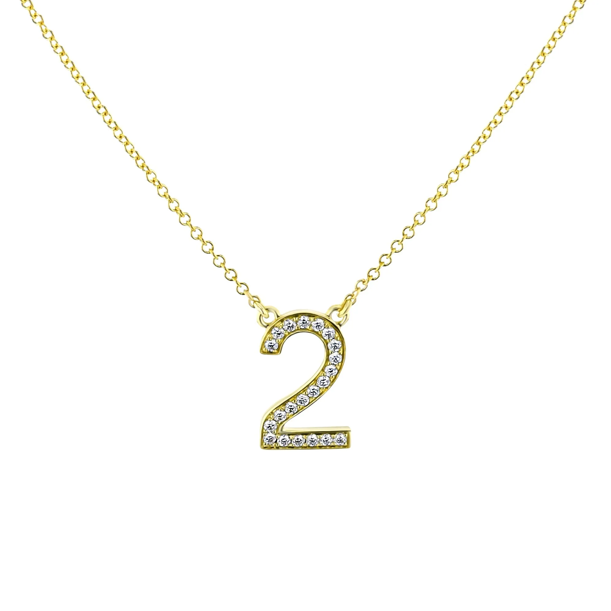 Personalized Number Pendant Necklace in 18k Gold with Diamonds