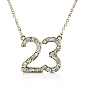 Personalized Two-number Pendant Necklace in 18k Gold with Diamonds