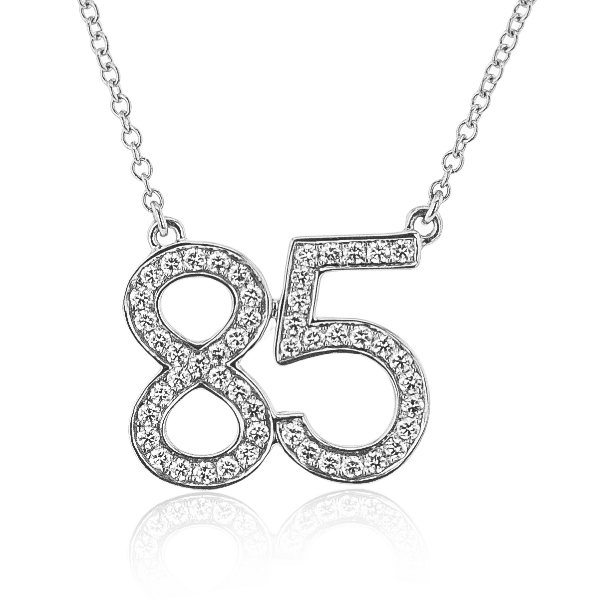 Personalized Two-number Pendant Necklace in 18k Gold with Diamonds