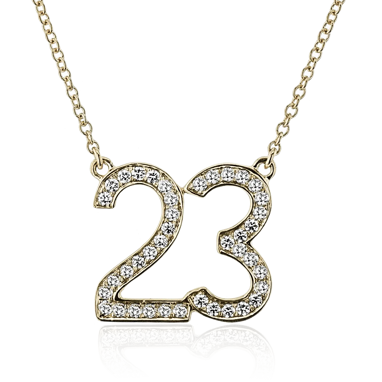 Personalized Two-number Pendant Necklace in 18k Gold with Diamonds