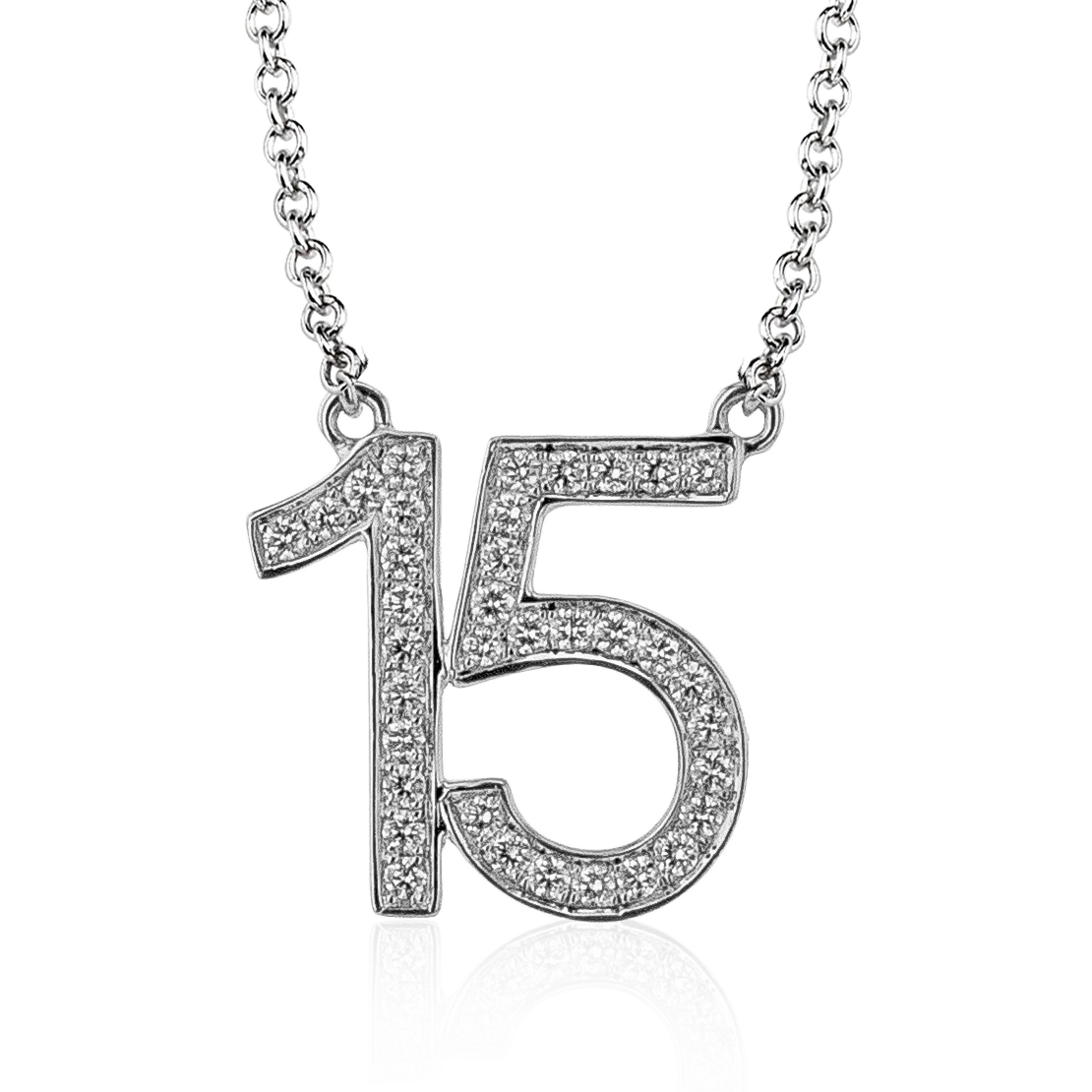 Personalized Two-number Pendant Necklace in 18k Gold with Diamonds