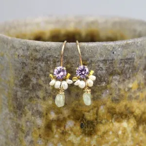 Purple Zircon Pearl Dancer Earrings