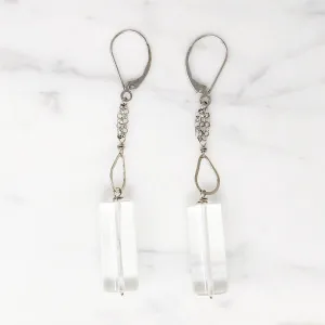 Quartz Crystal Cylinders & White Gold Earrings by brunet