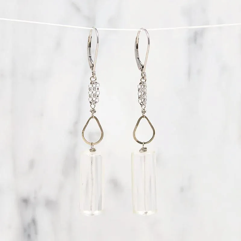 Quartz Crystal Cylinders & White Gold Earrings by brunet