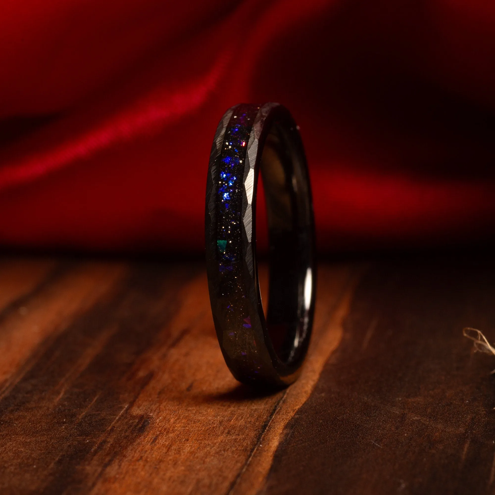 "Orion’s Promise" Ring Set – Galaxy Constellation Couple Rings with Nebula Design, Black Engagement Wedding Bands