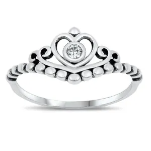 R786 Heart Crown Ring