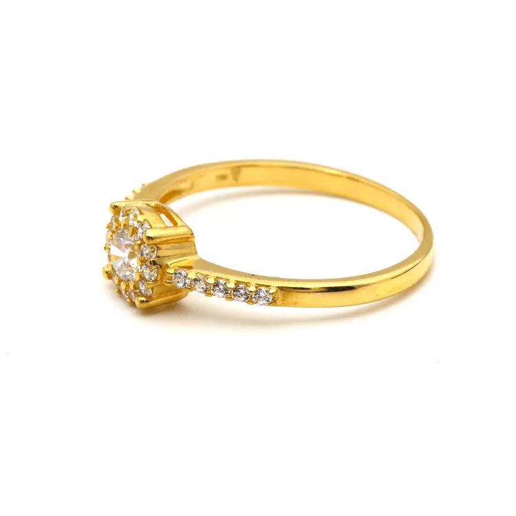 Real Gold Exquisite Luxury Solitaire Stone Ring with Regal Design 0377 (SIZE 8) R2531