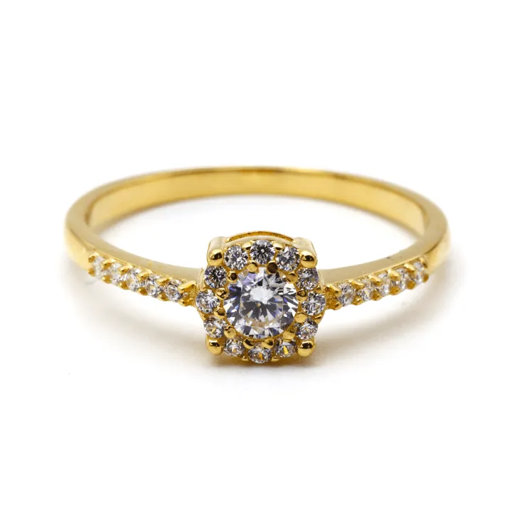 Real Gold Exquisite Luxury Solitaire Stone Ring with Regal Design 0377 (SIZE 8) R2531