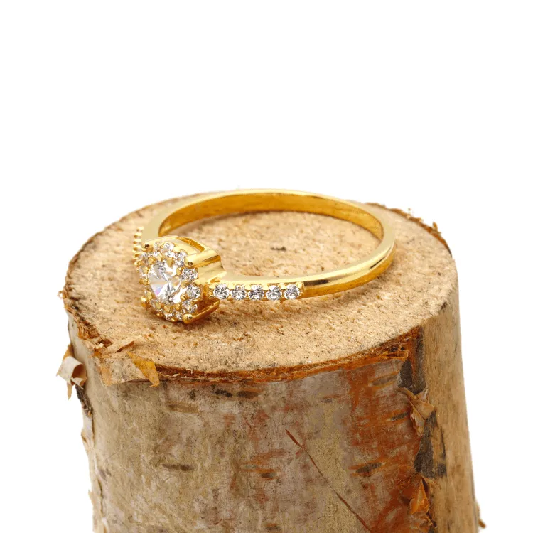 Real Gold Exquisite Luxury Solitaire Stone Ring with Regal Design 0377 (SIZE 8) R2531