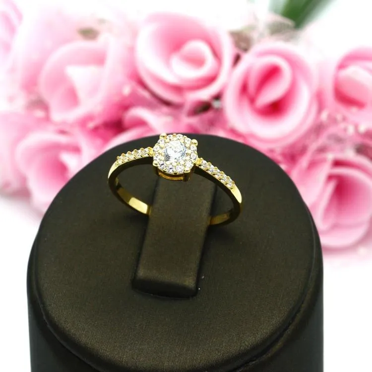 Real Gold Exquisite Luxury Solitaire Stone Ring with Regal Design 0377 (SIZE 8) R2531