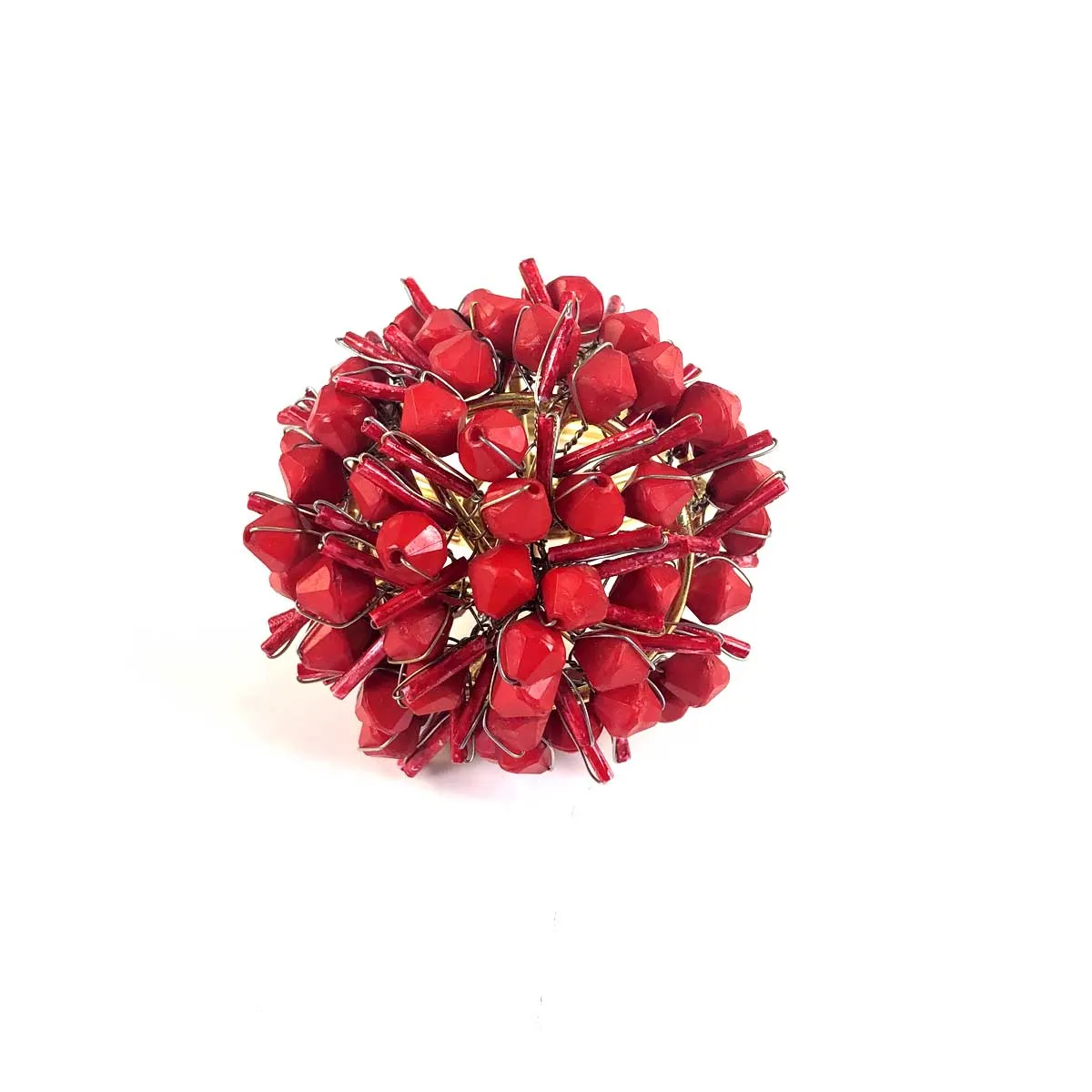 Red Cluster Beaded Napkin Ring | Set of 4