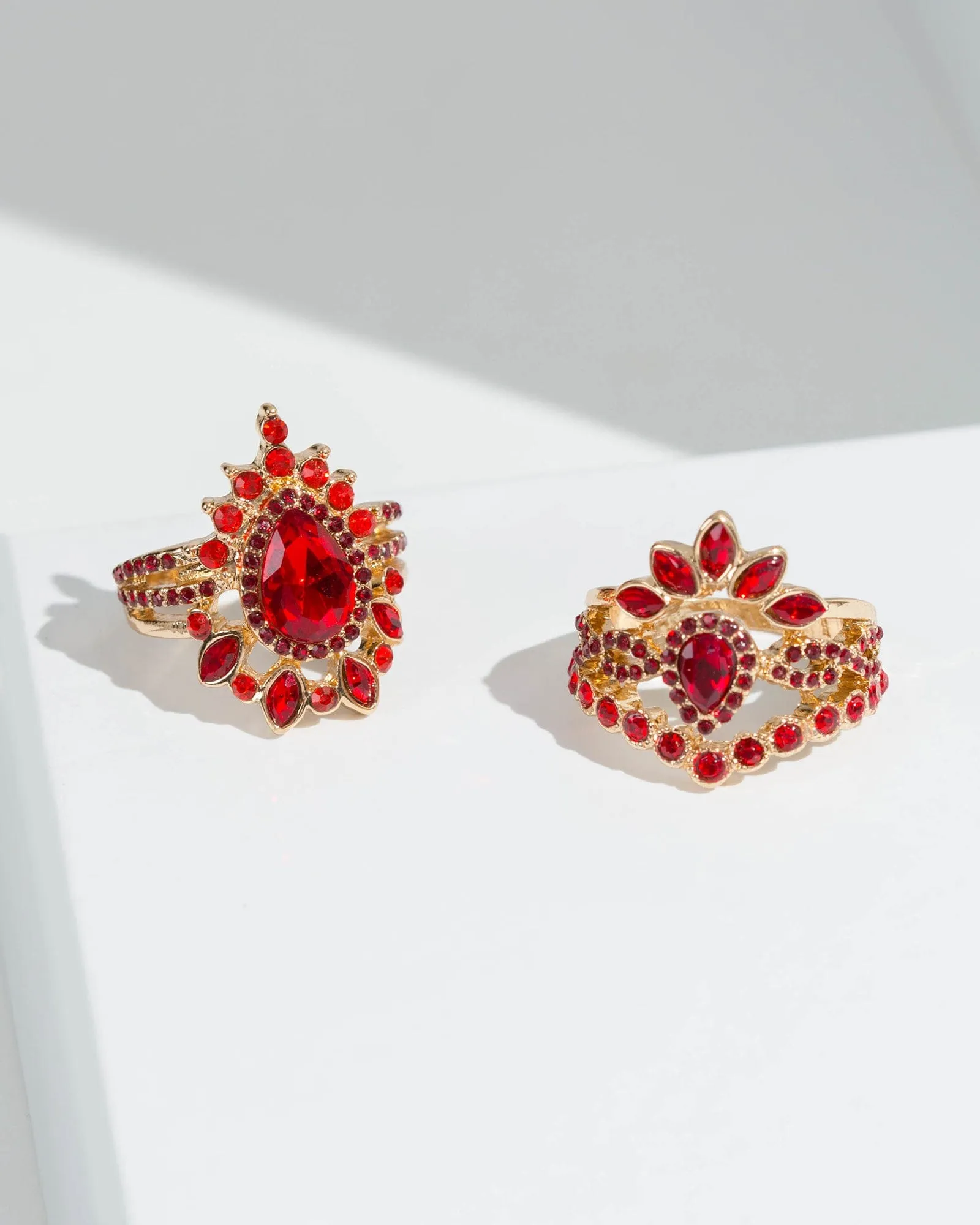 Red Regal Crystal Ring Set