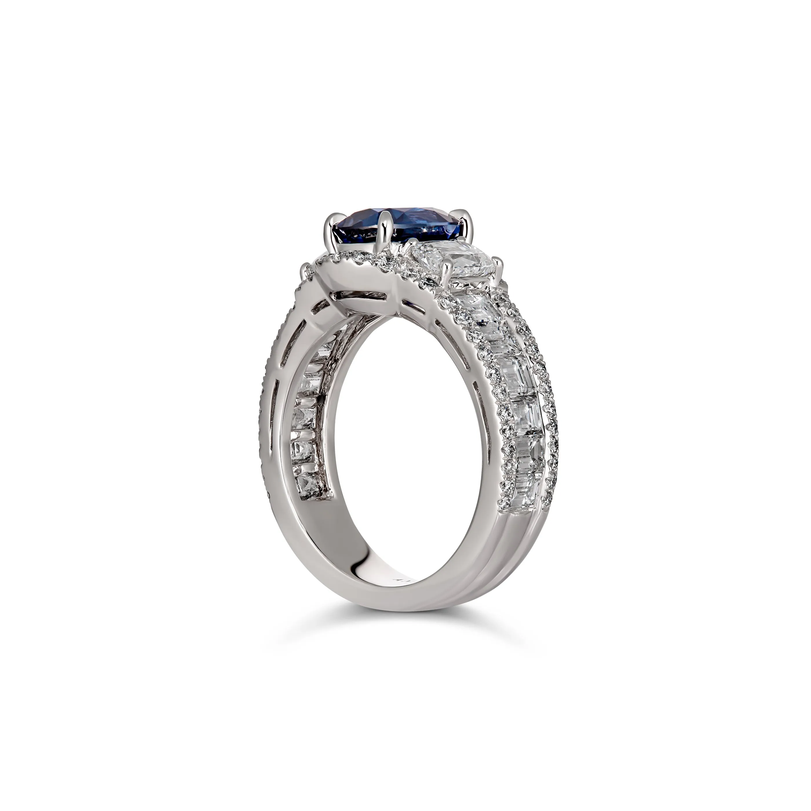 Regal Collection® Cushion Sapphire and Diamond Baguette Ring | Platinum