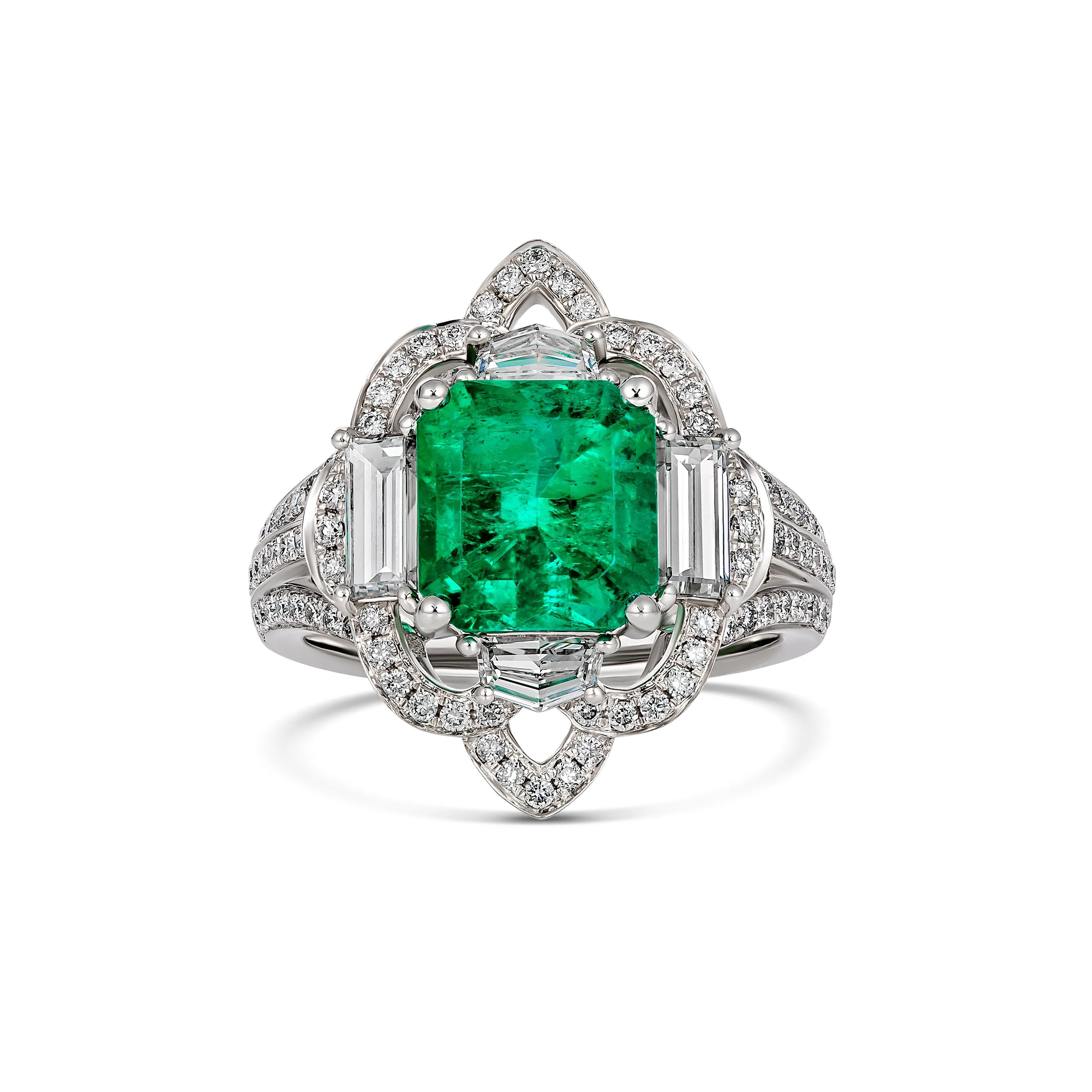 Regal Collection® Emerald Gemstone and Diamond Ring | White Gold