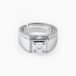 Regal Solitaire Silver Men's Ring