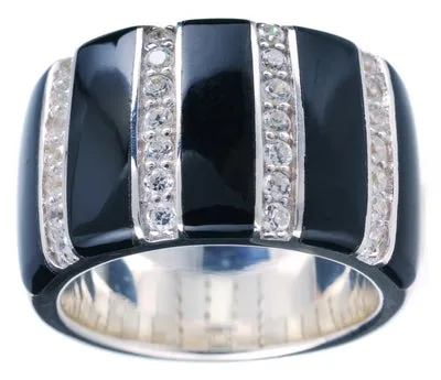 Regal Stripe - Onyx with CZ Ring