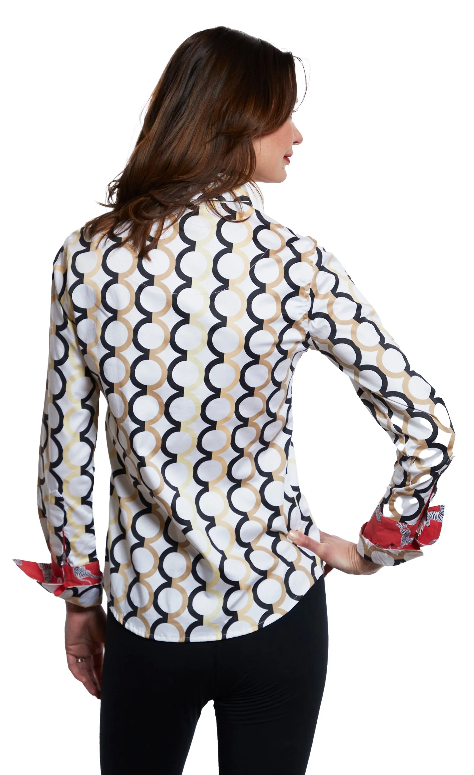 Rome Long Sleeve Shirt - White Ground With Chocolate Neutral Olympic Rings