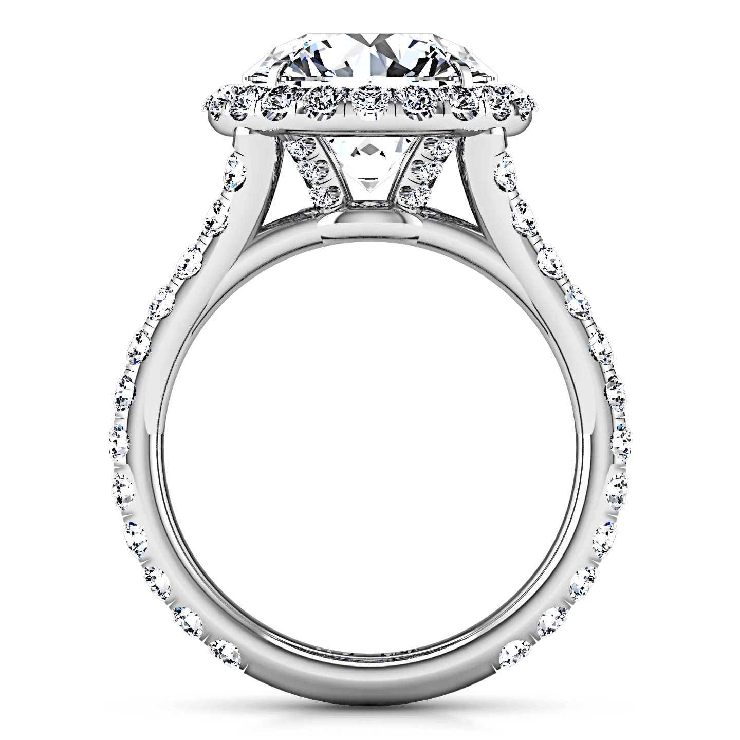 Round Diamond Halo  Engagement Ring Emotion 14K White Gold