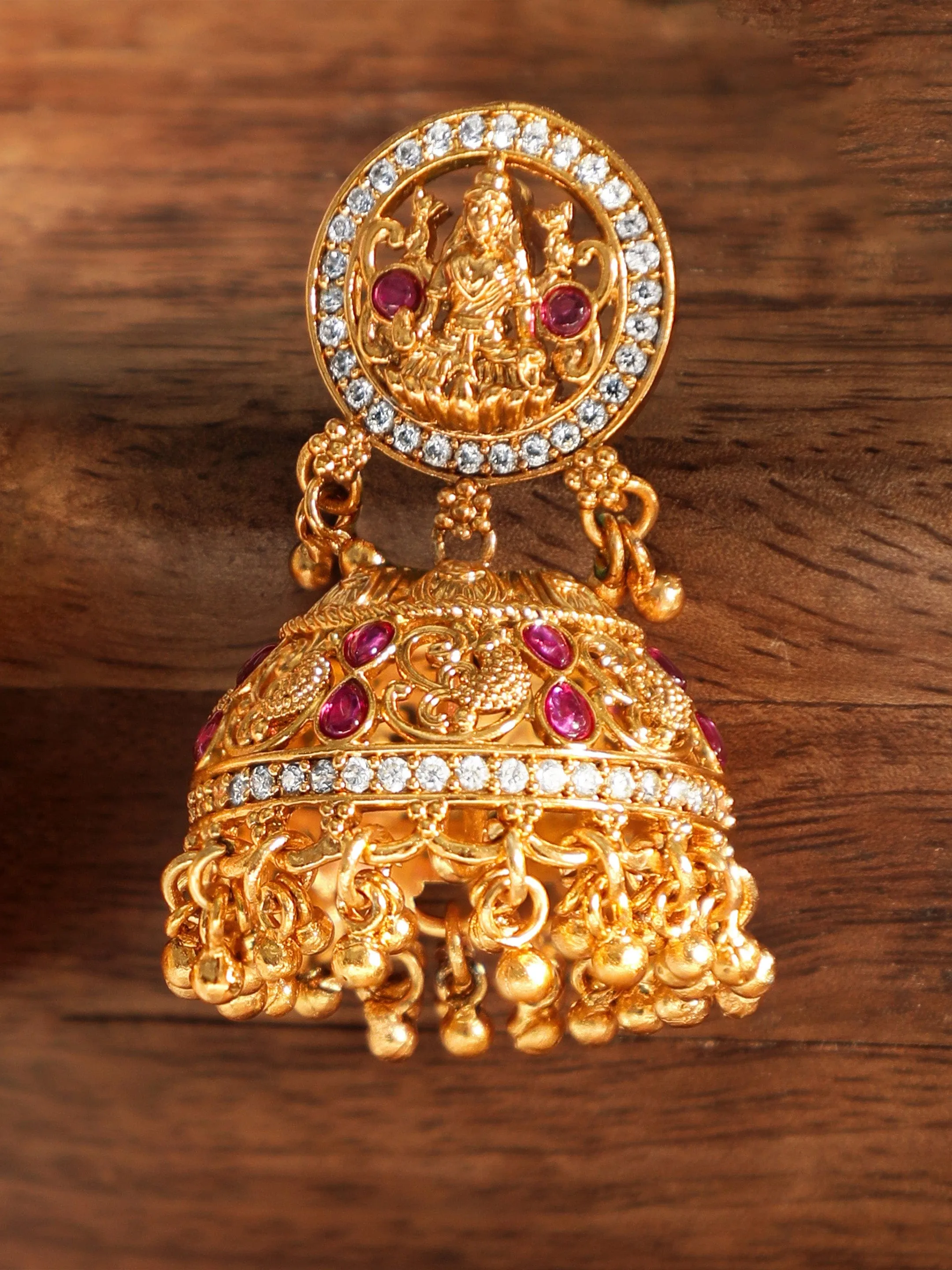 Rubans Regal Radiance Temple-Inspired 22k Gold Jhumka Delight