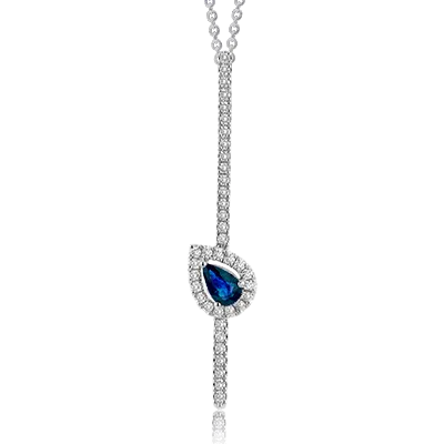 Sapphire Color Pendant in 18k Gold with Diamonds