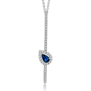 Sapphire Color Pendant in 18k Gold with Diamonds