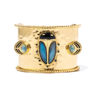 Scarab Grande Cuff - Blue Labradorite/Black Agate