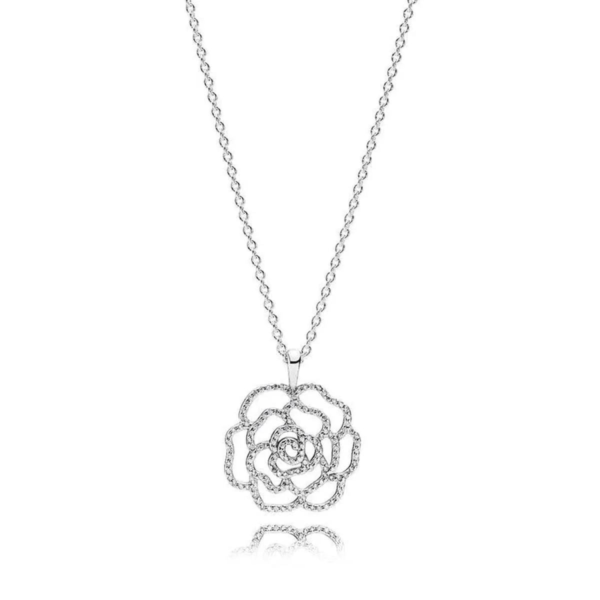 Shimmering Rose Clear Cubic Zirconia Necklace - 390368CZ-90