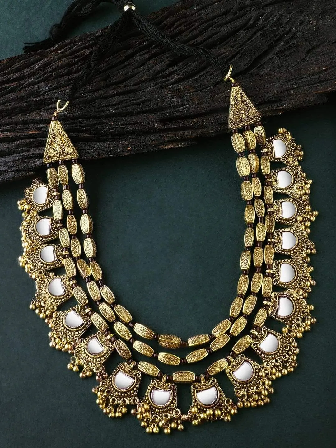 Siddhi Joshi in Rubans Gold Toned Embellished With Mirror Multi layer Statement Necklace