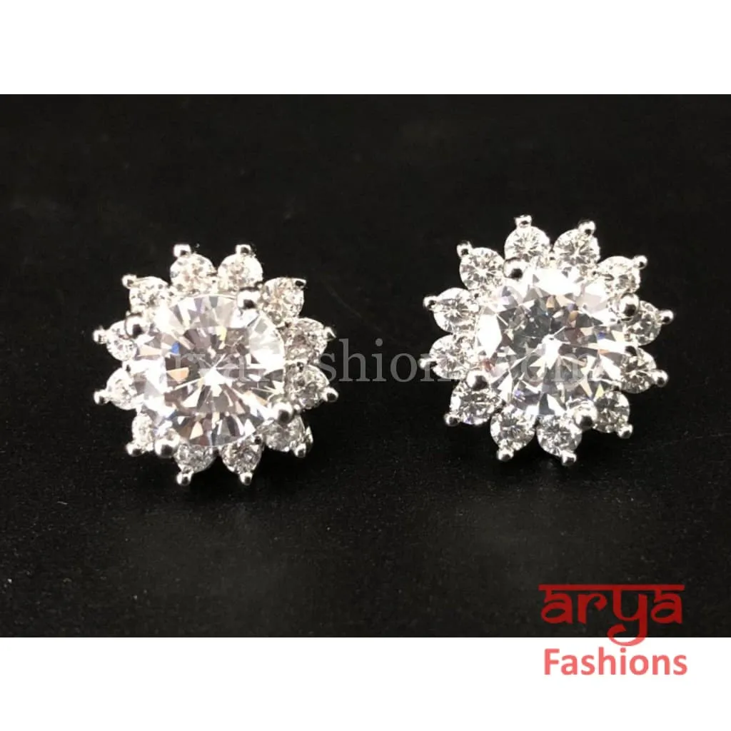 Silver Cubic Zirconia Studs