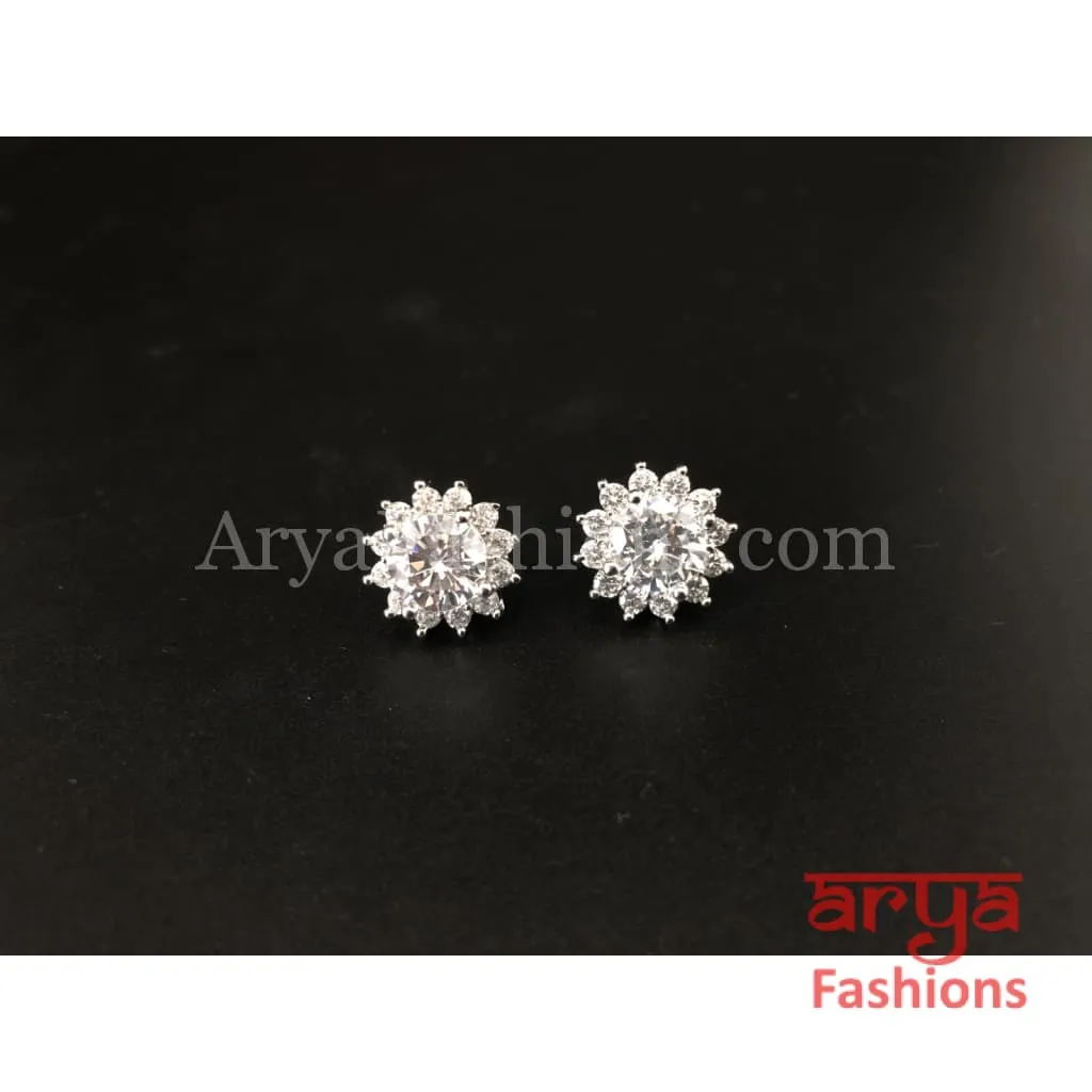 Silver Cubic Zirconia Studs