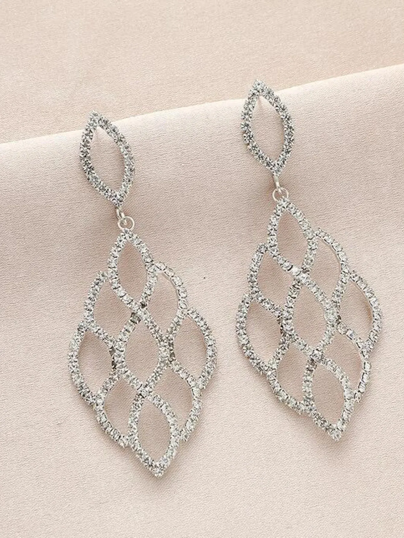 Silver Cutout Leaf Unique Earrings