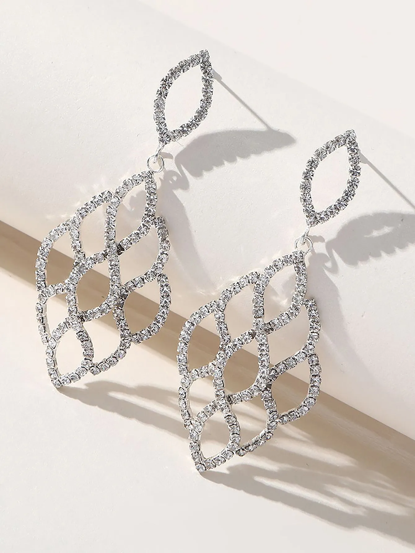 Silver Cutout Leaf Unique Earrings