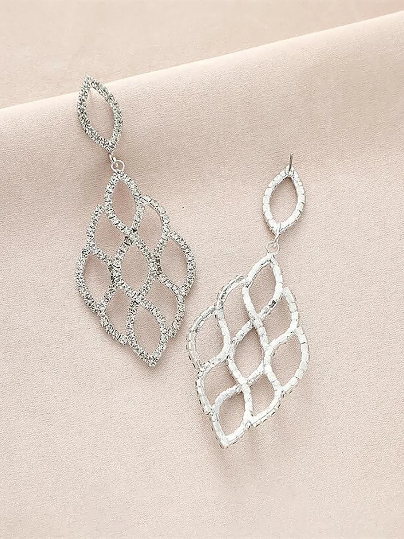 Silver Cutout Leaf Unique Earrings