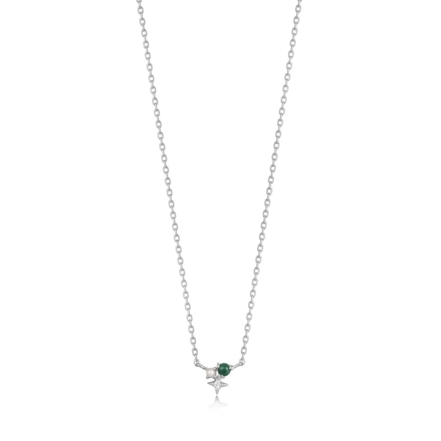 Silver Malachite Star Necklace