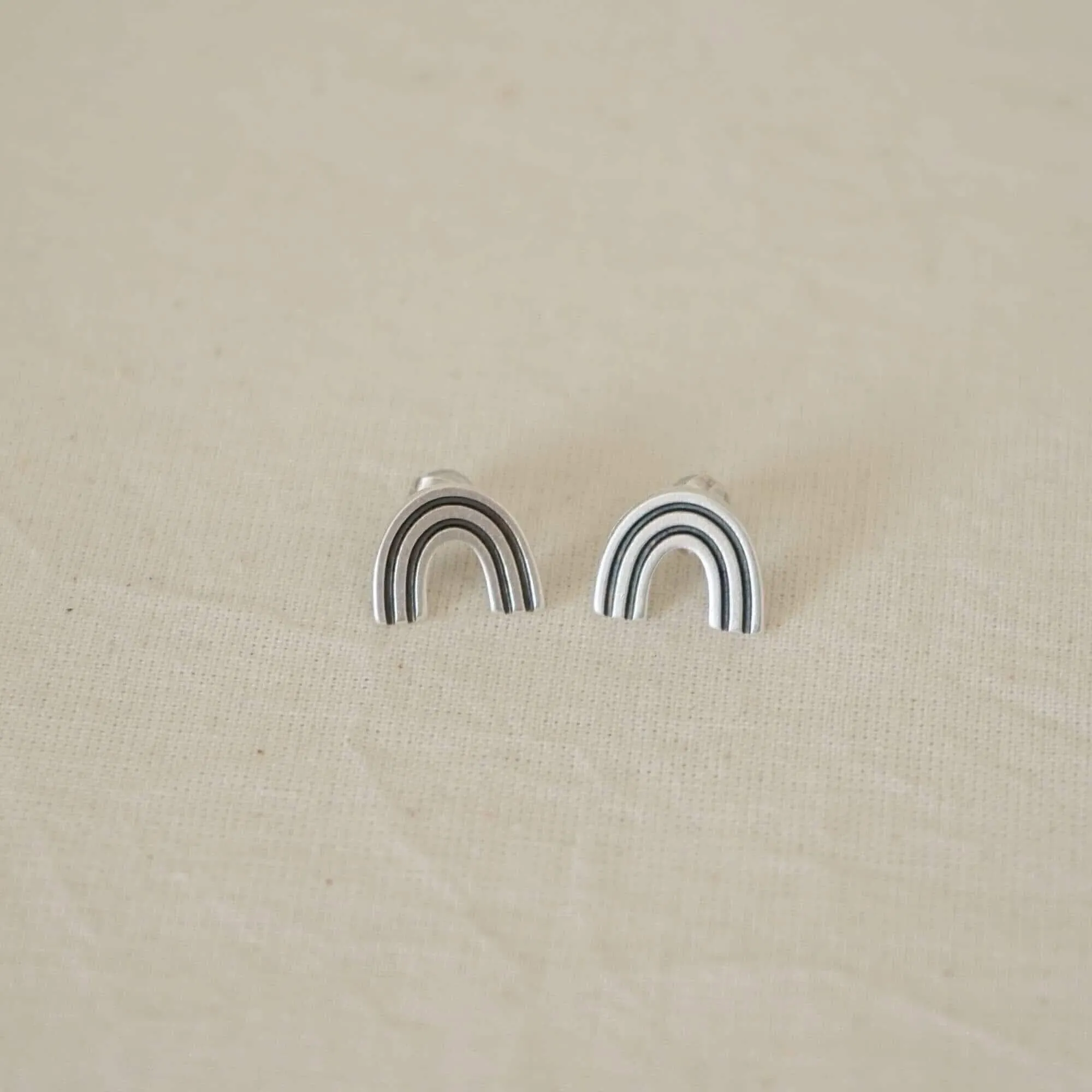 Silver Rainbow Stud Earrings