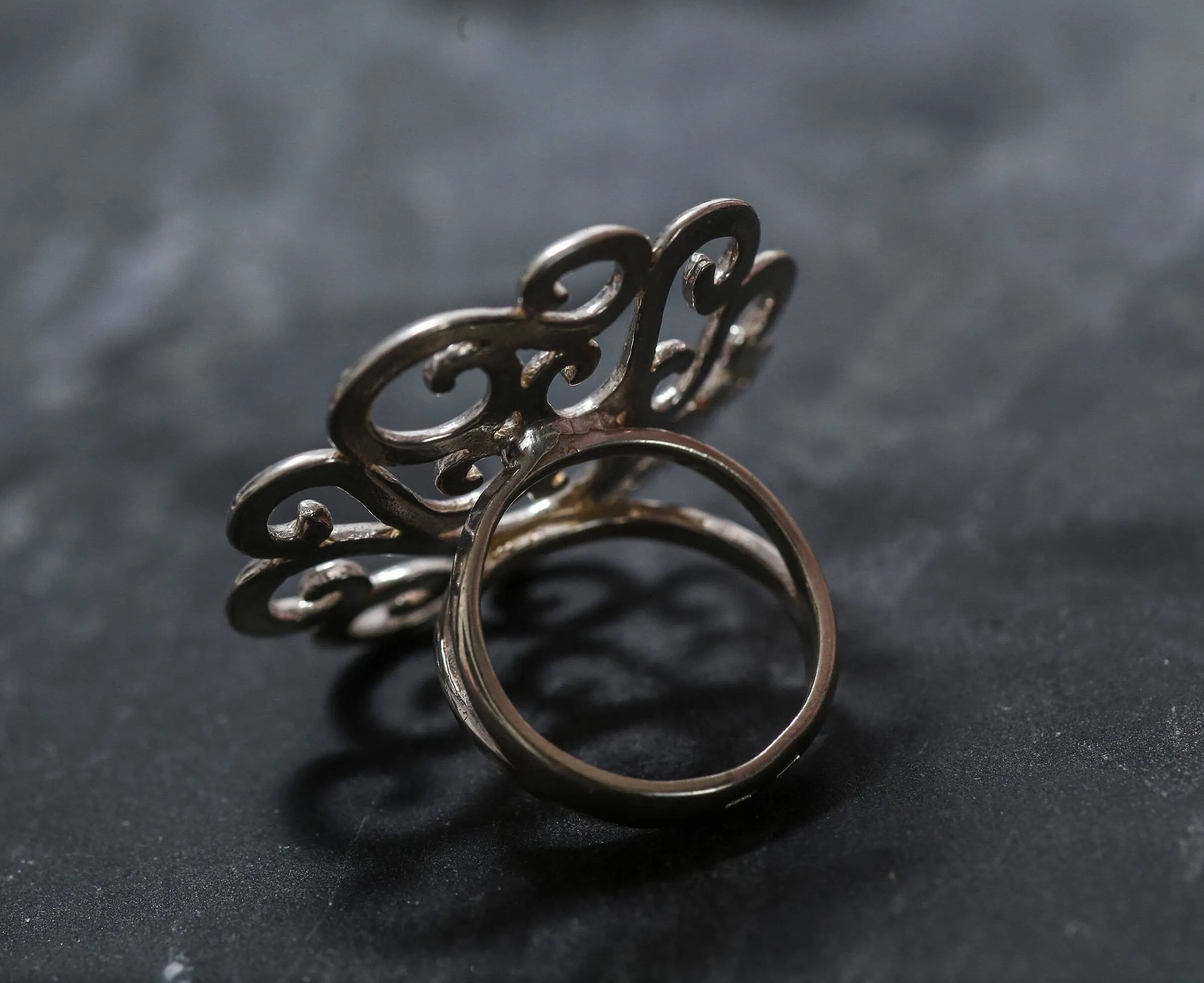 Silver Swirl Ring - Large Flower Ring - Large Swirl Ring