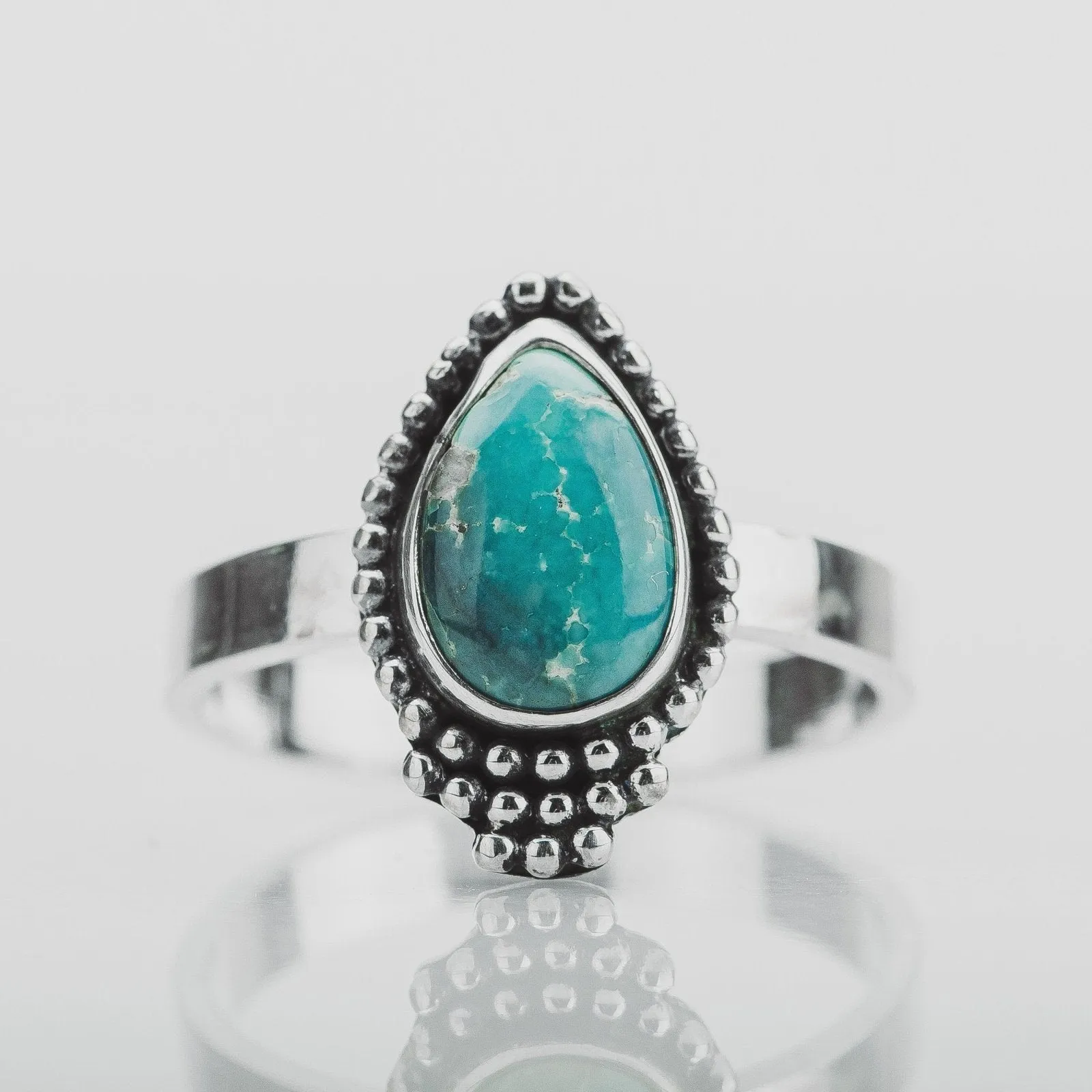 Size 7.5 White Water Turquoise Gemstone Ring